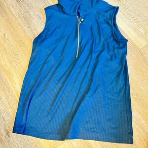 Blue Sleeveless Zip-Up Top